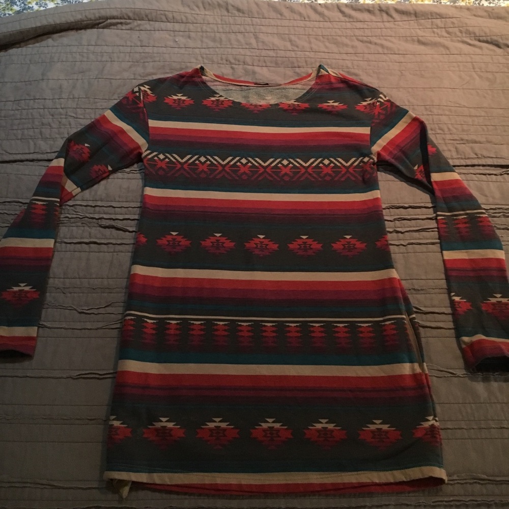 Winter patterned full-length sleeve dress